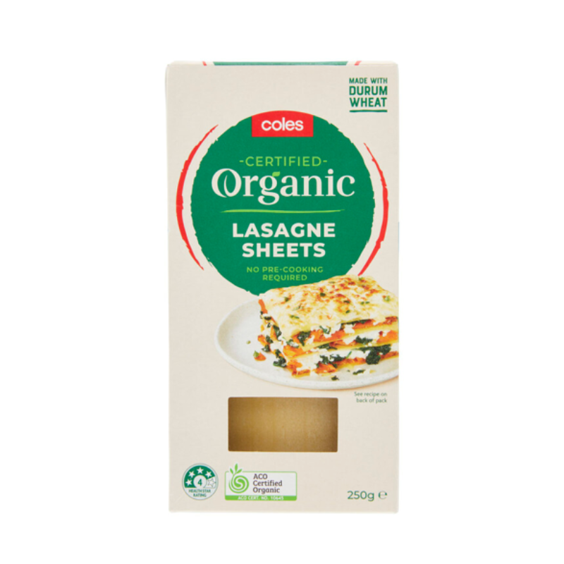 [Expiry: 28/10/2028] Coles Organic Lasagne Sheets 250g