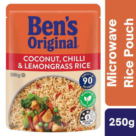 [Expiry Date: 18/01/2027] Ben's Original Coconut, Chilli & Lemongrass Rice Microwave Rice Pouch 250g