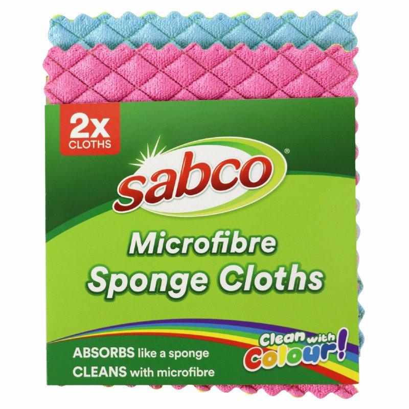 Sabco Microfibre Sponge Cloths Assorted 2 pack