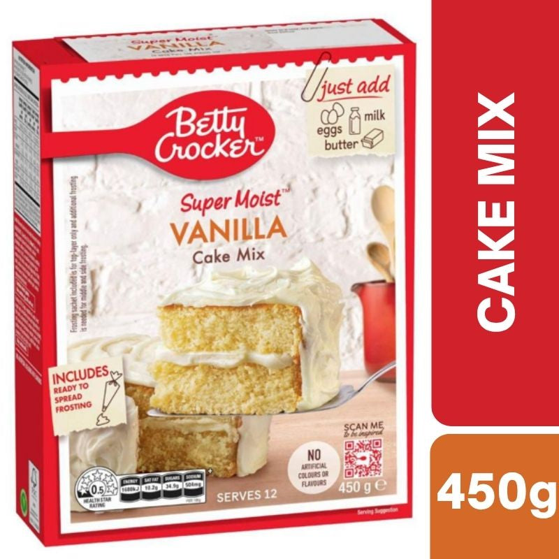 [Expiry Date: 13/06/2027] Betty Crocker Super Moist Vanilla Cake Mix 450g