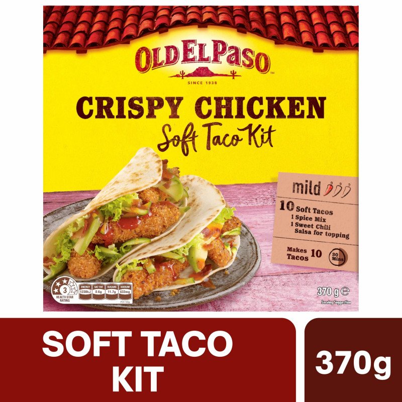 [Expiry Date: 09/03/2027] Old El Paso Taco Soft Crispy Chicken Dinner Kit Mexican Style 370g