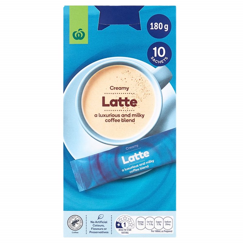 [Expiry Date: 28/01/2027] Woolworths Creamy Latte 10 Sachets Pack 180g