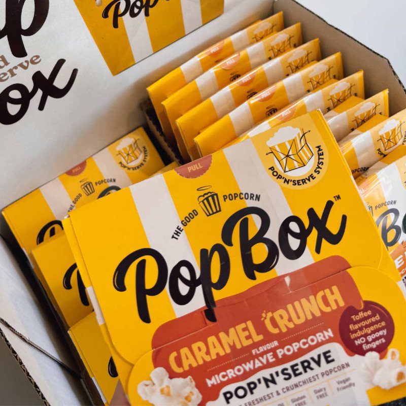 [Expiry Date: 09/02/2027] Pop Box Caramel Crunch Flavour Microwave Popcorn 100g