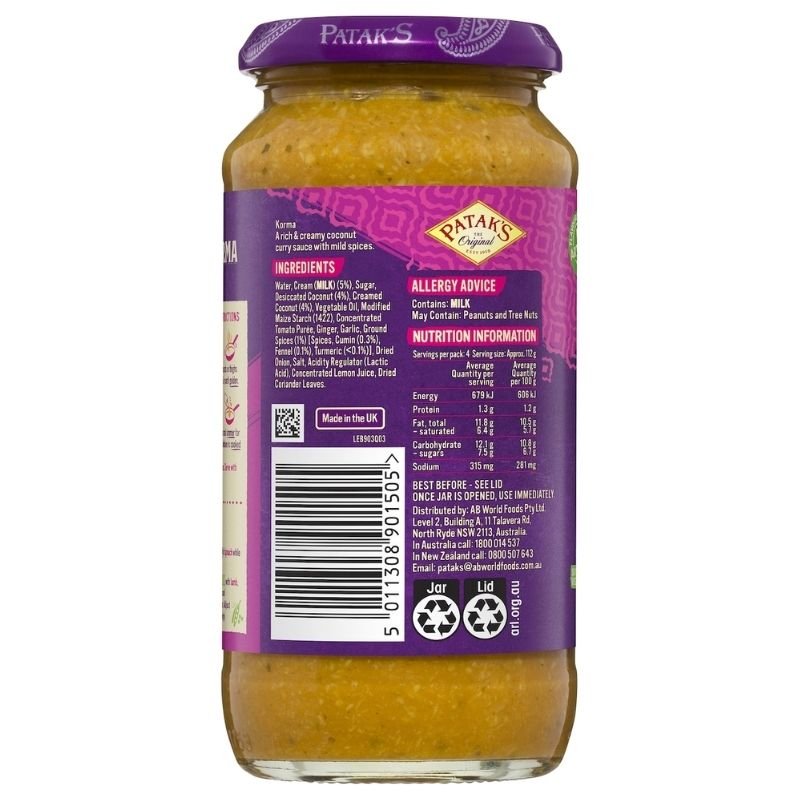 [Expiry: 04/2027] Patak's Korma Sauce 450g