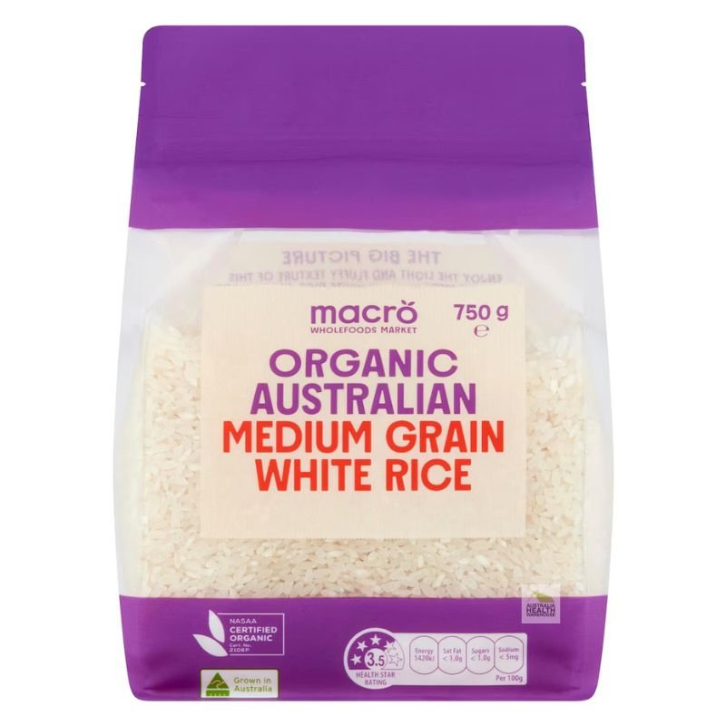[Expiry: 03/09/2027] Woolworths Macro Organic Australian Medium Grain White Rice 750g
