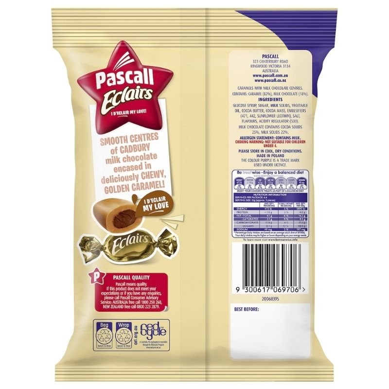 [CLEARANCE Expiry Date: 25/11/2026] Cadbury Pascall Eclairs Chocolate Lollies 160g