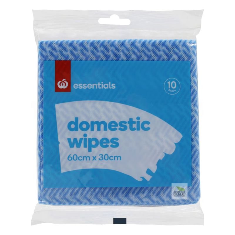 Woolworths Essentials Multi-Purpose Domestic Cleaning Wipes 10 Pack (Blue)