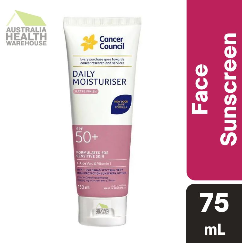 [Expiry: 05/2028] Cancer Council Face Day Wear Moisturiser Face & Body Matte Finish SPF 50+ 75mL (Pink)