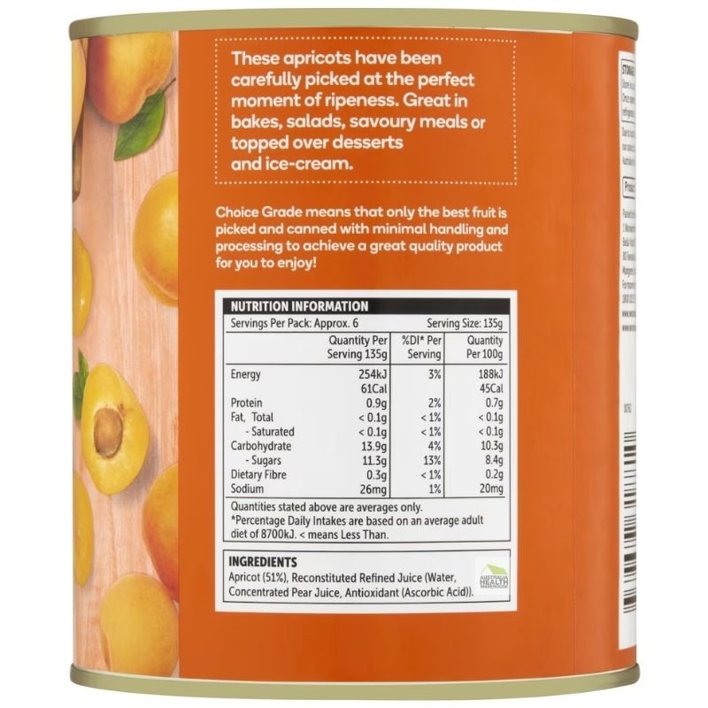 Woolworths Apricots Halves In Juice 825g