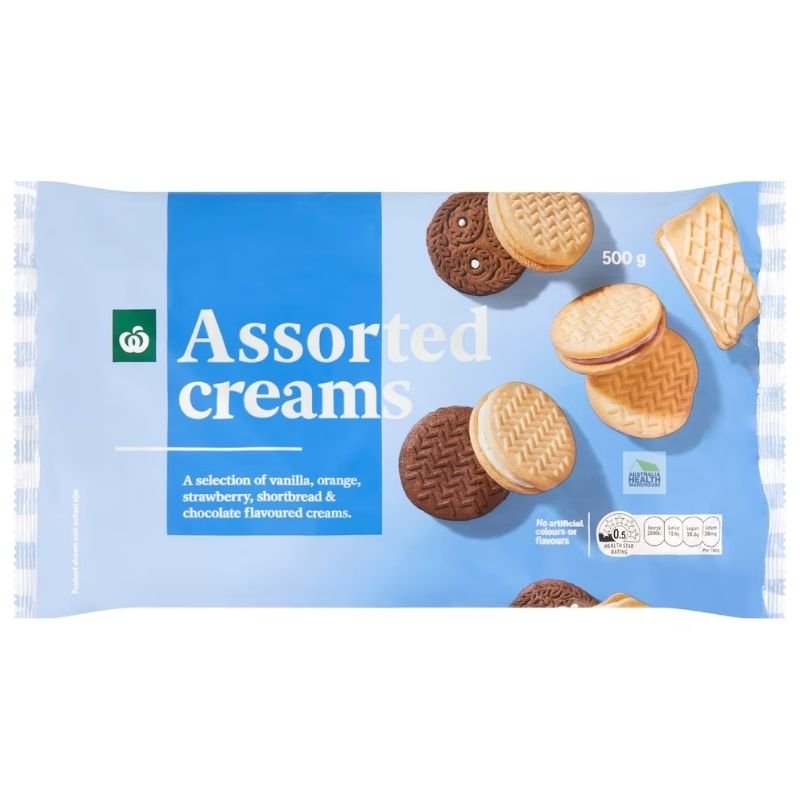 Woolworths Assorted Creams Biscuits 500g