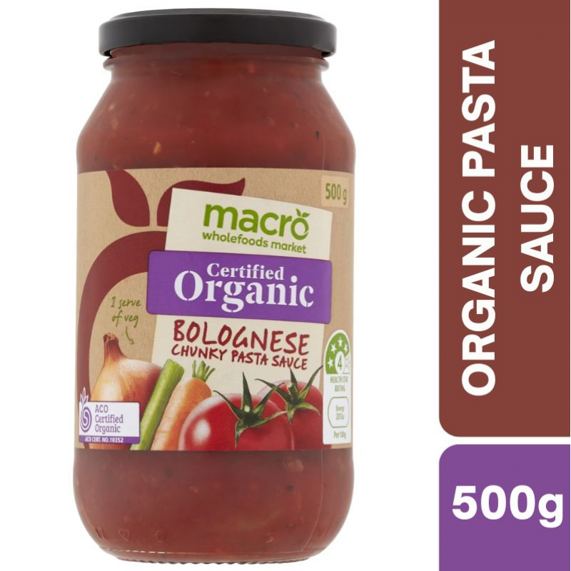 [Expiry Date: 20/01/2028] Woolworths Macro Organic Bolognese Chunky Pasta Sauce 500g