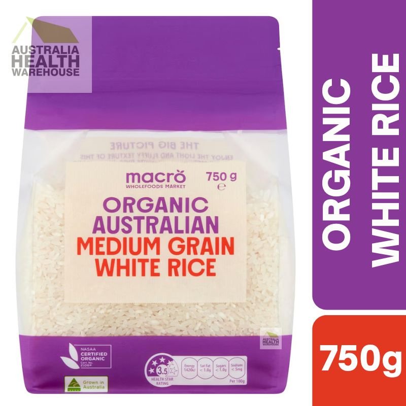 [Expiry: 03/09/2027] Woolworths Macro Organic Australian Medium Grain White Rice 750g