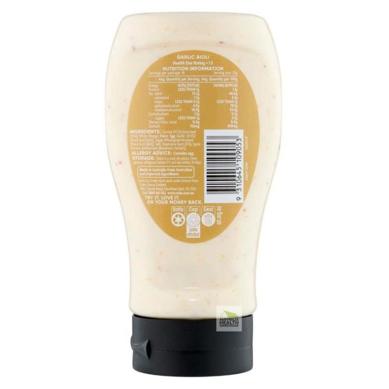 Coles Garlic Aioli 350g