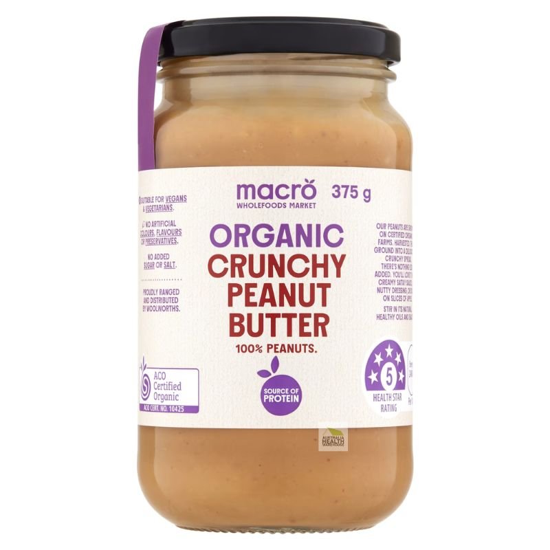 [Expiry: 04/09/2026] Woolworths Macro Organic Crunchy Peanut Butter 375g