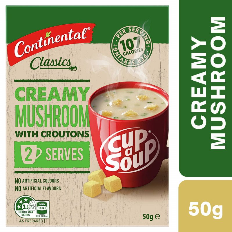 [Expiry: 02/02/2028] Continental Cup A Soup Creamy Mushroom With Croutons Serves 2 50g