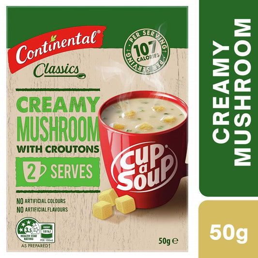 [Expiry: 02/02/2028] Continental Cup A Soup Creamy Mushroom With Croutons Serves 2 50g