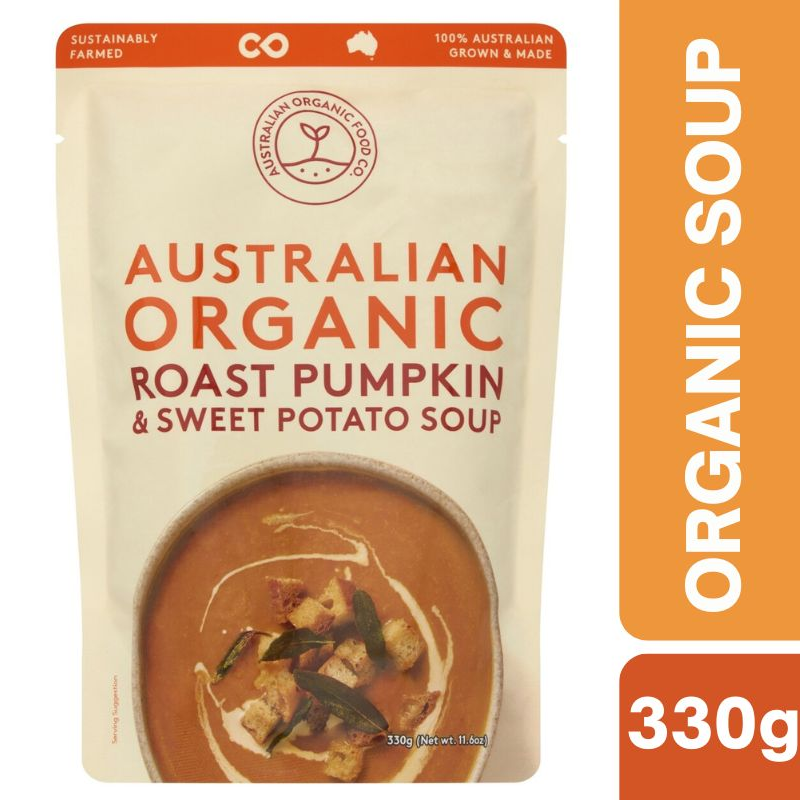 [Expiry Date: 14/07/2027] Australian Organic Roasted Pumpkin & Sweet Potato Soup Pouch 330g