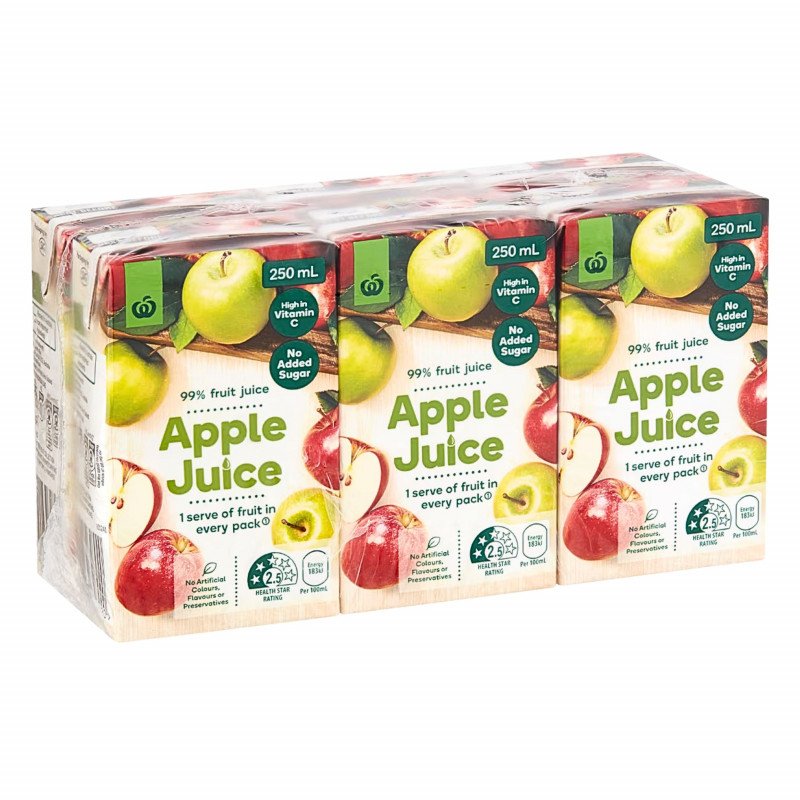 [Expiry Date: 04/02/2027] Woolworths Lunch Box Poppers Juice Apple 250mL x 6 Pack
