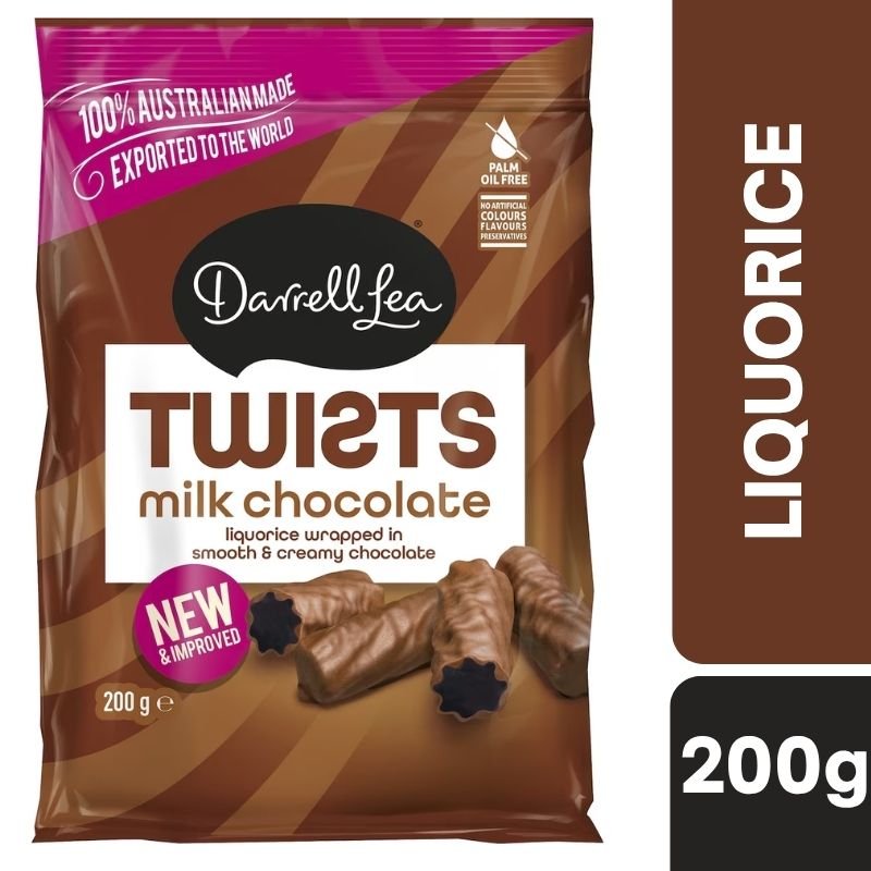 [Expiry Date: 06/07/2027]  Darrell Lea Milk Chocolate Liquorice Twists 200g