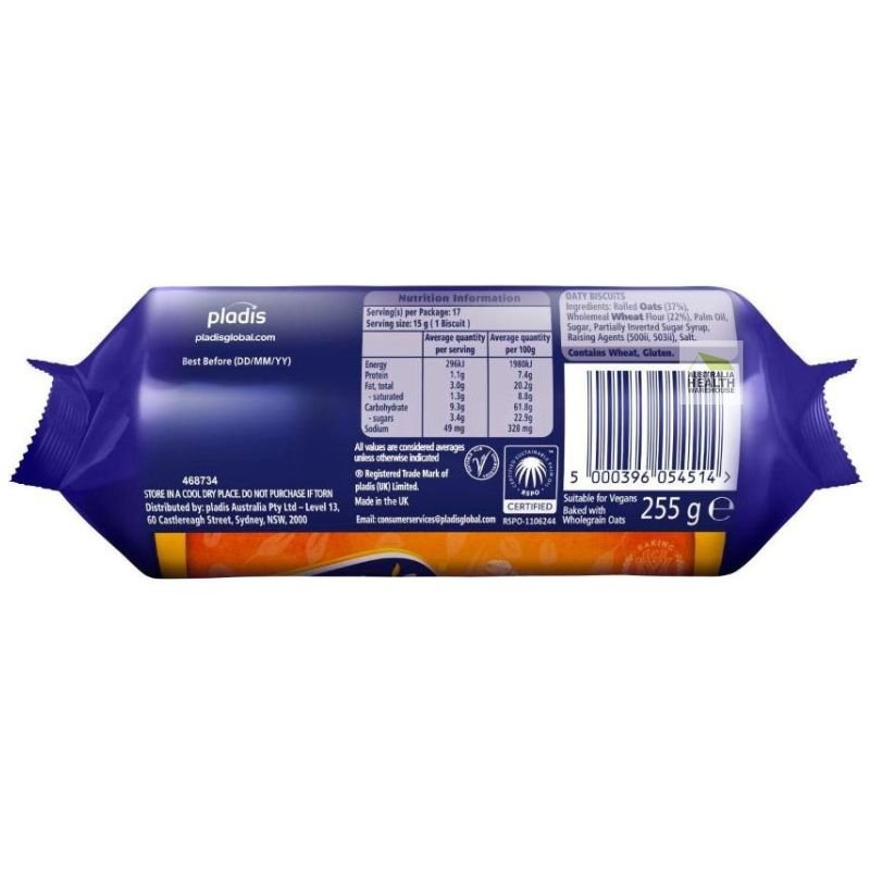 [CLEARANCE Expiry: 19/12/2025] Mcvitie's Hobnobs Oat Snap Cookie 255g