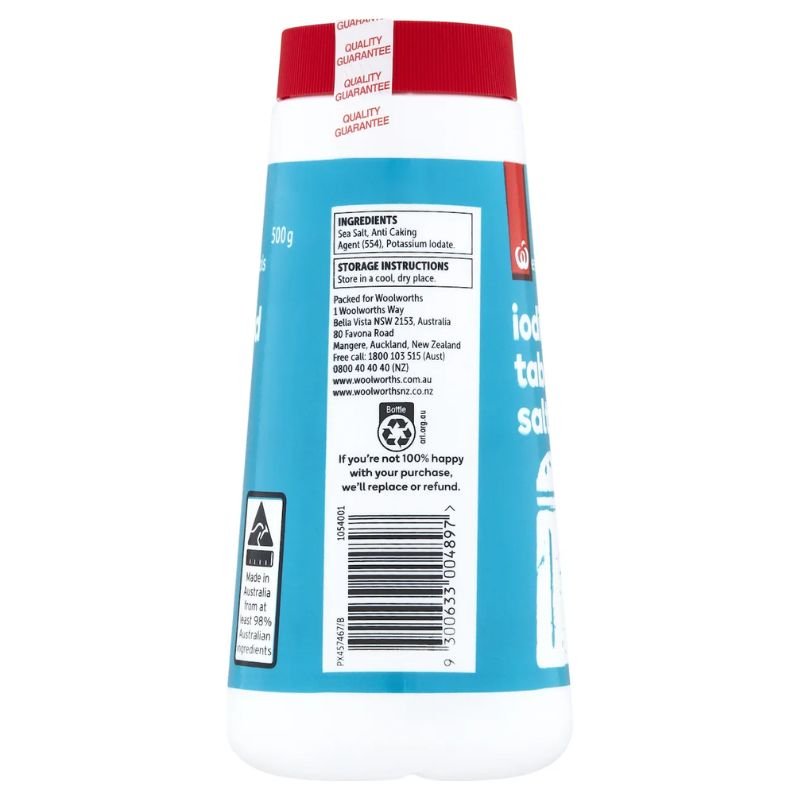 [Expiry:10/09/2027] Woolworths Iodised Table Salt 500g
