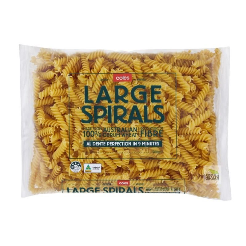 [Expiry: 20/05/2027] Coles Durum Wheat Pasta Large Spirals 500g