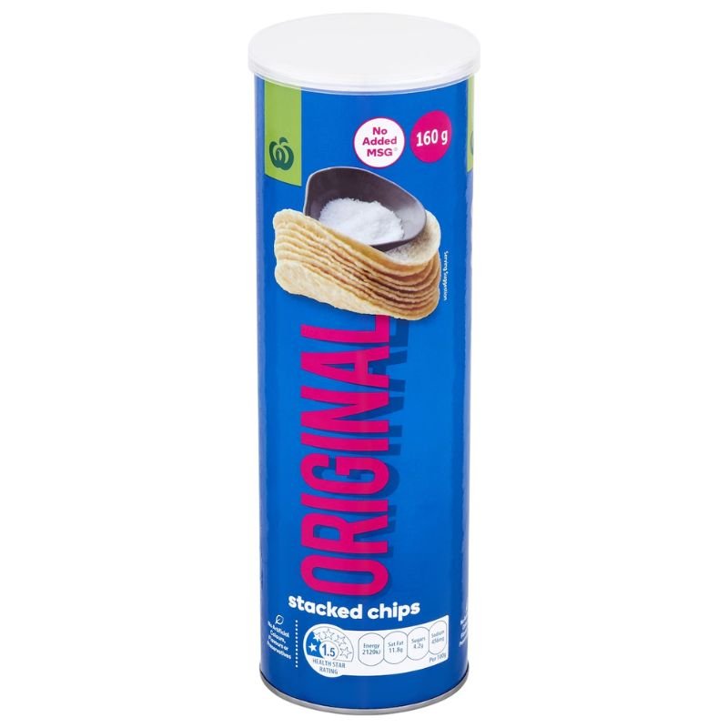 [Expiry Date: 01/02/2027] Woolworths Original Flavour Stacked Potato Chips 160g