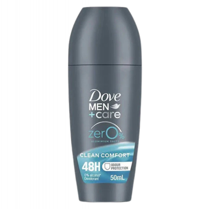 Dove Men+ Care Zer0% Aluminum Clean Comfort Deodorant Roll On 50mL