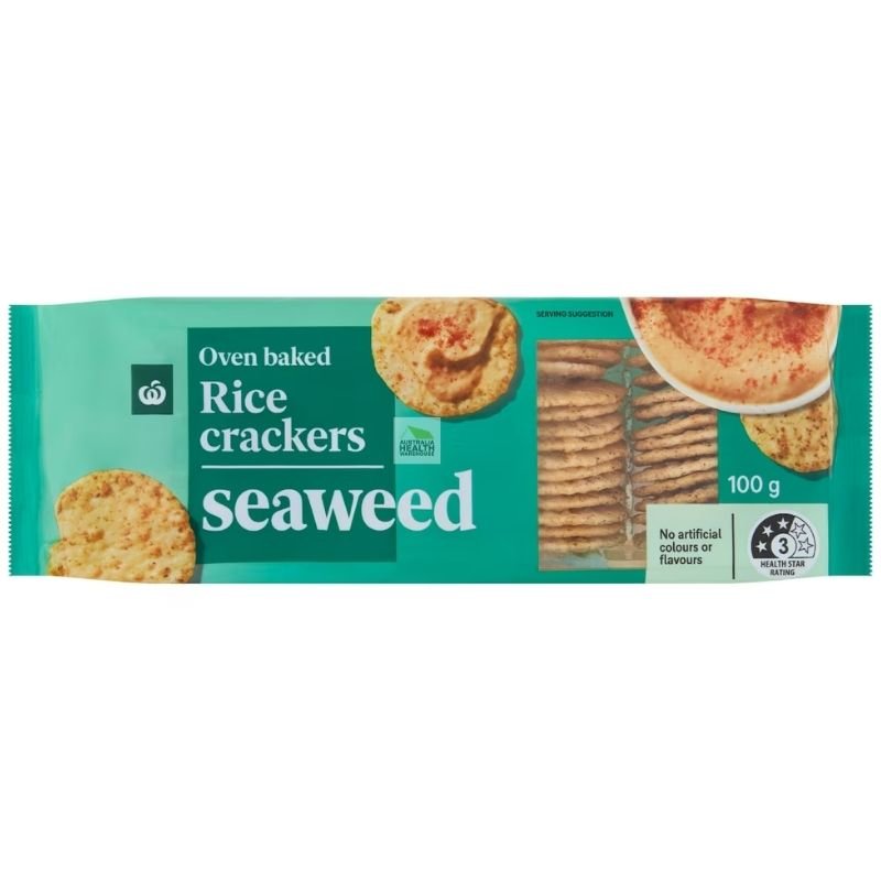[CLEARANCE Expiry Date: 15/08/2026] Woolworths Rice Cracker Seaweed 100g