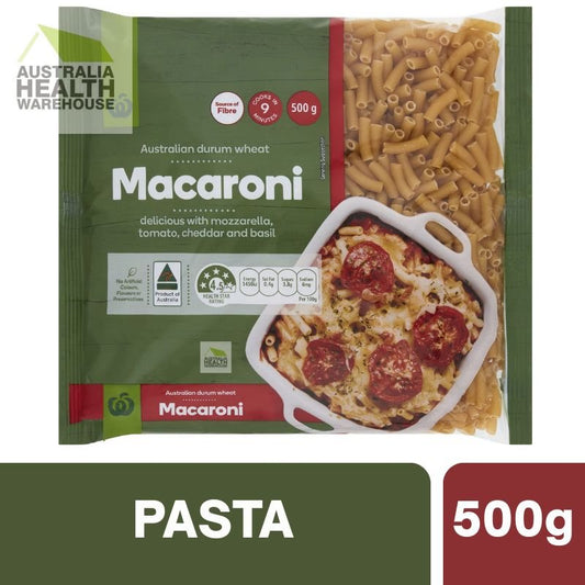 [Expiry: 08/08/2027] Woolworths Durum Wheat Pasta Macaroni 500g