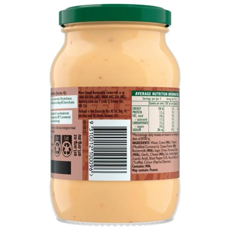 [Expiry Date: 02/08/2027] Dolmio Intensify Creamy Truffle Flavour & Black Pepper Pasta Bake Sauce 390g