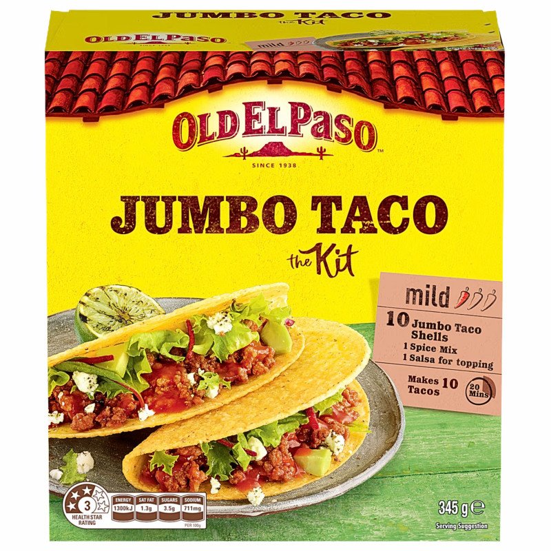 [Expiry Date: 17/02/2027] Old El Paso Jumbo Taco Kit Pdm 345g
