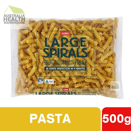 [Expiry: 20/05/2027] Coles Durum Wheat Pasta Large Spirals 500g