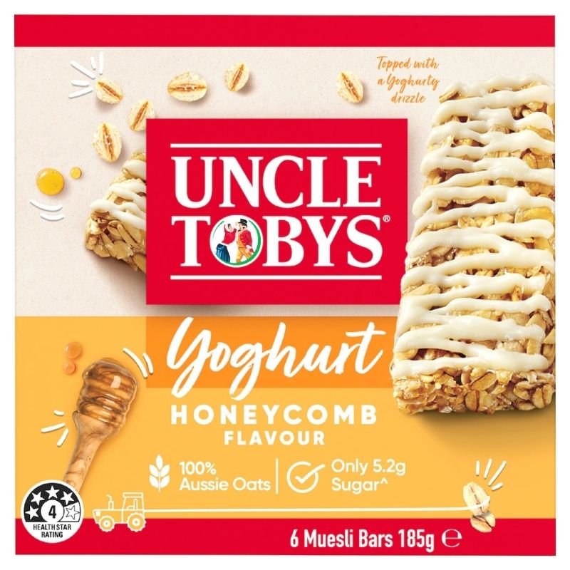 Uncle Tobys Muesli Bars Yoghurt Honeycomb 6 Pack 185g