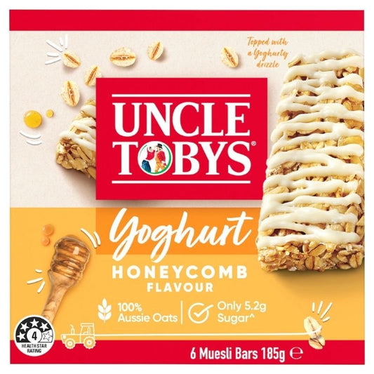 Uncle Tobys Muesli Bars Yoghurt Honeycomb 6 Pack 185g