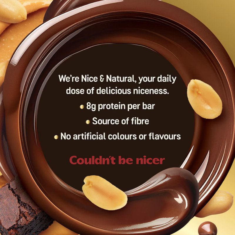 [CLEARANCE Expiry Date: 26/10/2026] Nice & Natural Deluxe Protein Bars Peanut Butter Brownie Dark Choc 5 Pack 200g