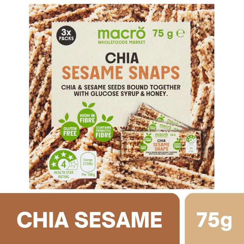 [Expiry: 07/11/2026] Woolworths Macro Chia Sesame Snaps 3 x 25g Pack