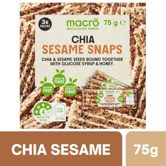 [Expiry: 07/11/2026] Woolworths Macro Chia Sesame Snaps 3 x 25g Pack