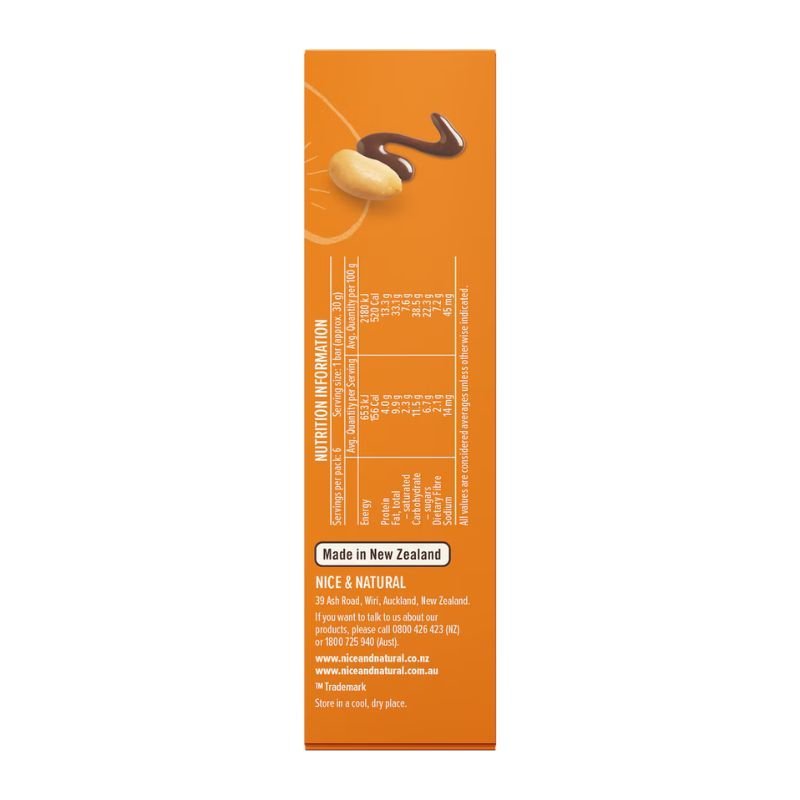 [CLEARANCE Expiry: 19/04/2025] Nice & Natural Chocolate Nut Bars Apricot 6 Bars 180g