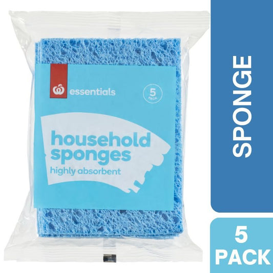Woolworths Essentials Household Sponge 5 Pack (GREEN)