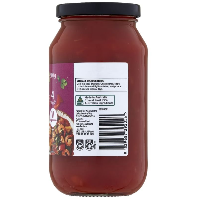[CLEARANCE Expiry Date: 06/08/2026] Woolworths Sweet & Sour Simmer Sauce 500g