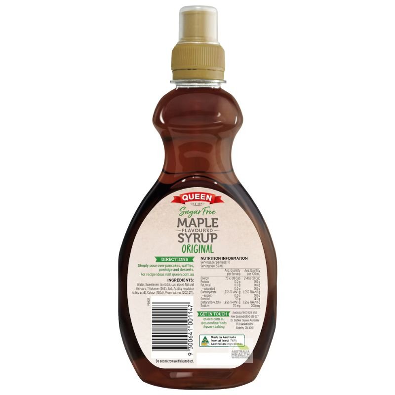 [Expiry: 06/2029] Queen Sugar Free Maple Flavoured Syrup 355mL