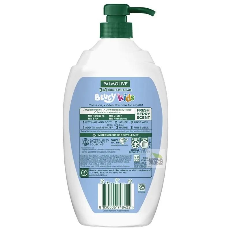 Palmolive Kids Bluey 3 in 1 Berrylicious Body Bath & Hair 1 Litre
