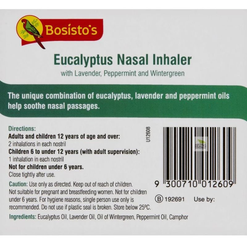 [Expiry: 11/2027] Bosisto's Eucalyptus Nasal Inhaler 1g