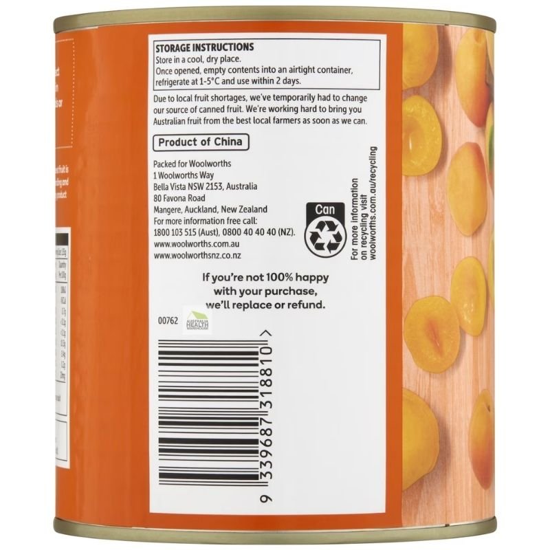 Woolworths Apricots Halves In Juice 825g