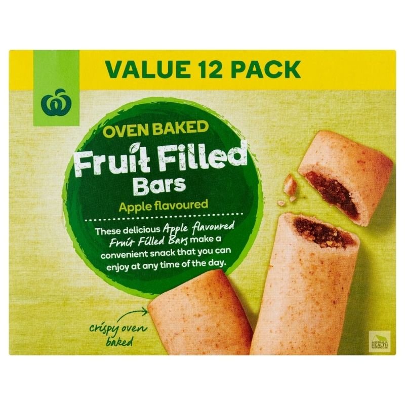 Woolworths Oven Baked Fruit Filled Bars Apple Flavoured 12 Pack