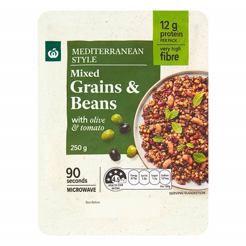 [CLEARANCE EXPIRY: 14/05/2026] Woolworths Mediterranean Style Mixed Grains & Beans 250g