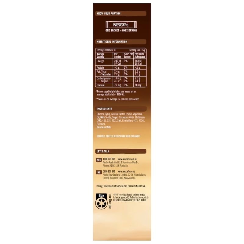 [Expiry Date: 07/2027] Nescafe Double Shot Latte Coffee Sachets 10 Pack