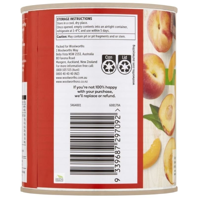 [Expiry Date: 30/04/2027]  Woolworths Australian Peach Slices In Juice 825g