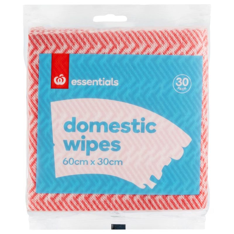 Woolworths Essentials Multi-Purpose Domestic Cleaning Wipes 30 Pack (Red)